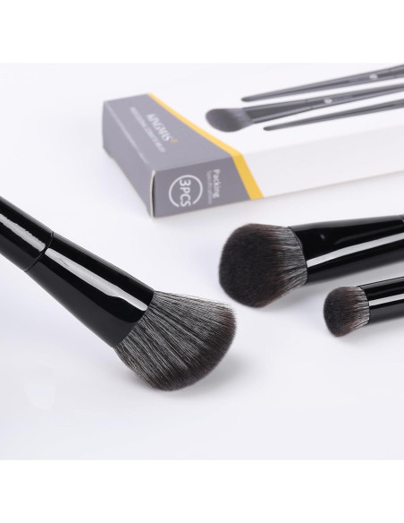 Pinceles de Maquillaje KINGMAS 3 Pcs Veganos Sintéticos