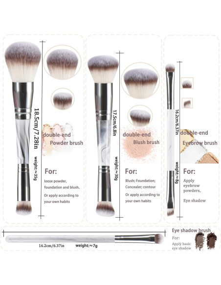 Set de Brochas de Maquillaje Yujie 4 Piezas Doble Cabeza