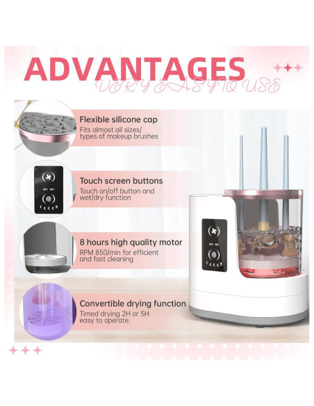 Limpiadora de Brochas de Maquillaje Yuliana 3 en 1 Eléctrica