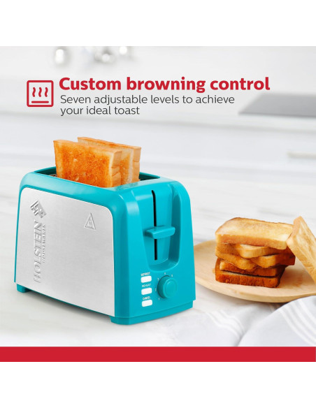 Tostadora Eléctrica 2 Rebanadas Holstein Verde Teal Acero Inoxidable