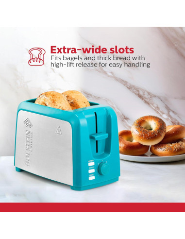 Tostadora Eléctrica 2 Rebanadas Holstein Verde Teal Acero Inoxidable