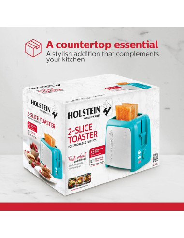 Tostadora Eléctrica 2 Rebanadas Holstein Verde Teal Acero Inoxidable