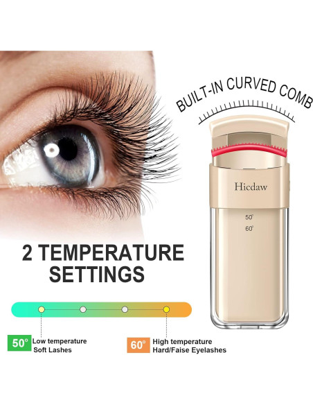Rizador de Pestañas Eléctrico Hicdaw con Peine Curvado
