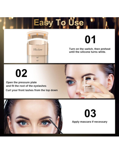 Rizador de Pestañas Eléctrico Hicdaw con Peine Curvado