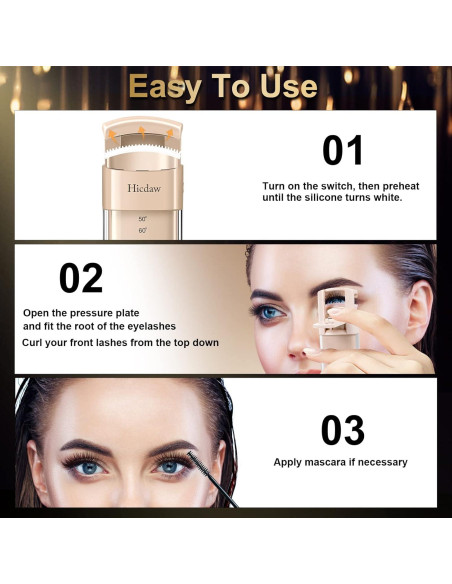 Rizador de Pestañas Eléctrico Hicdaw con Peine Curvado