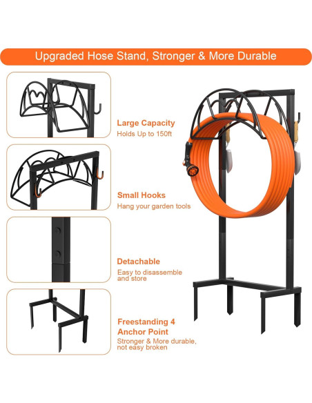 Soporte para Manguera de Jardín VyGrow Autómono Negro 3.61 kg