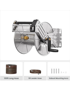 Carrete de Manguera de Jardín Giraffe Tools 100FT Acero Inoxidable 2