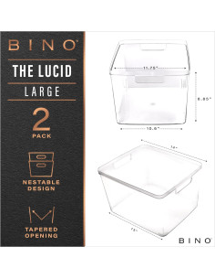 Cajas de Plástico BINO 2 Unidades Grande Multiuso 35.5x30.5x22cm 2