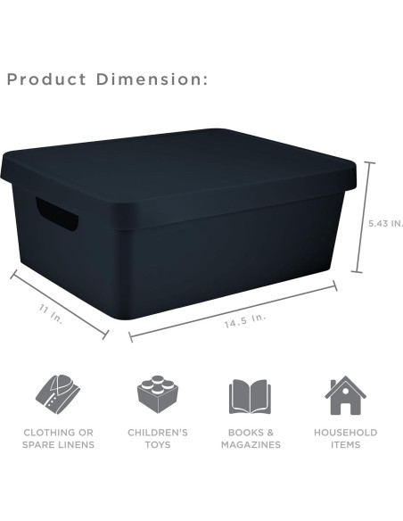Caja de Almacenamiento Mediana Simplify Carbón Apilable