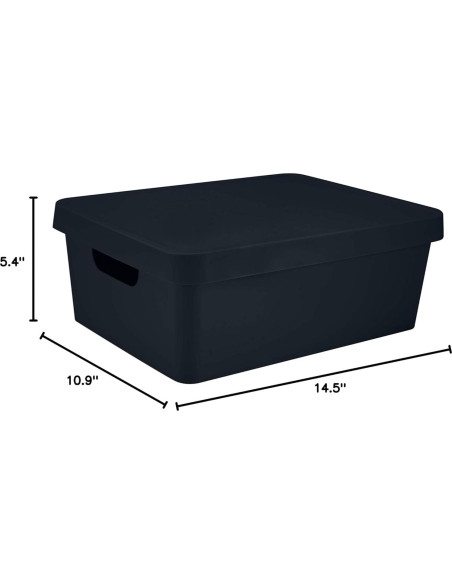 Caja de Almacenamiento Mediana Simplify Carbón Apilable
