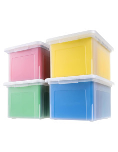 Caja de Archivos IRIS USA 35 Qt, Organizador Transparente 4 Pz