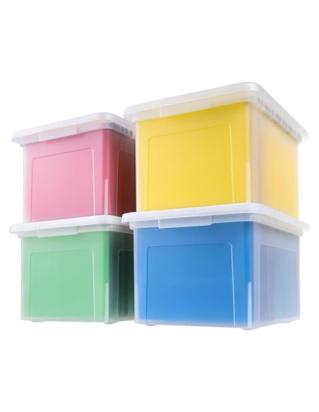 Caja de Archivos IRIS USA 35 Qt, Organizador Transparente 4 Pz