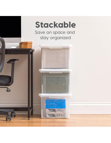 Caja de Archivos IRIS USA 35 Qt, Organizador Transparente 4 Pz