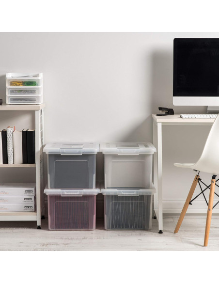Caja de Archivos IRIS USA 35 Qt, Organizador Transparente 4 Pz
