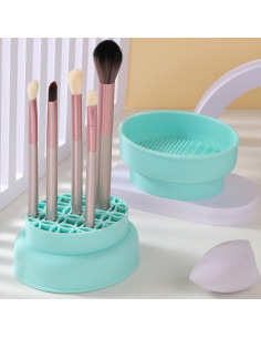 Tazón Limpiador de Brochas de Maquillaje Silicona Verde 2