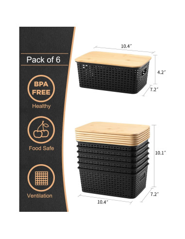 Cajas de Almacenamiento Plástico EOENVIVS 6 Piezas 26x19x11cm