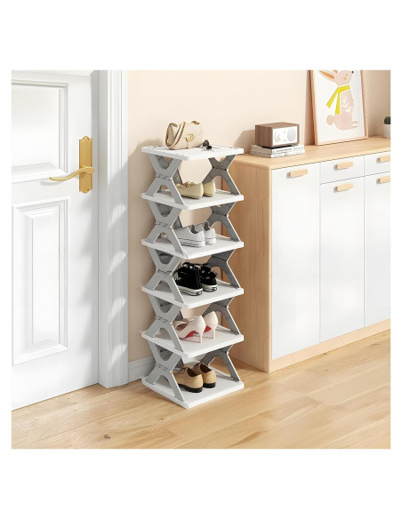 Estante para zapatos HUYFGDYSA 6 niveles colapsable gris
