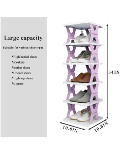 Estante para zapatos HUYFGDYSA 6 niveles colapsable gris 2