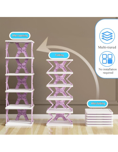 Estante para zapatos HUYFGDYSA 6 niveles colapsable gris