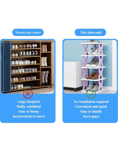 Estante para zapatos HUYFGDYSA 6 niveles colapsable gris