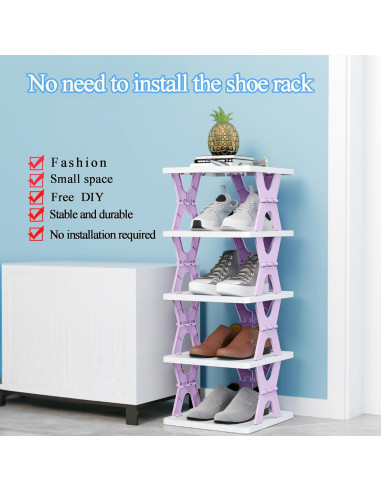 Estante para zapatos HUYFGDYSA 6 niveles colapsable gris