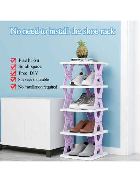 Estante para zapatos HUYFGDYSA 6 niveles colapsable gris