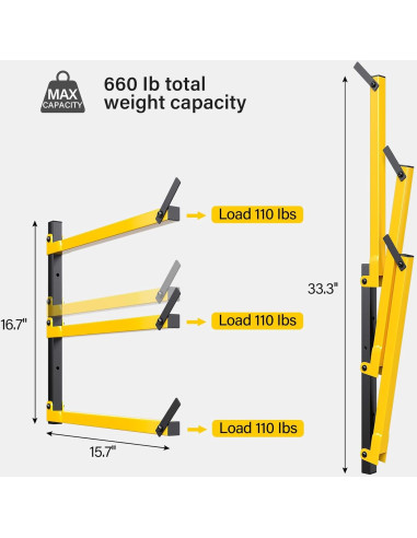 Estante Plegable GREENER de Madera 3 Niveles Amarillo