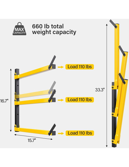 Estante Plegable GREENER de Madera 3 Niveles Amarillo
