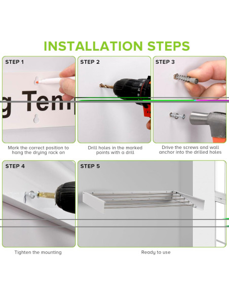 Estante de Secado Plegable JolyBay 1.0m Blanco Acero