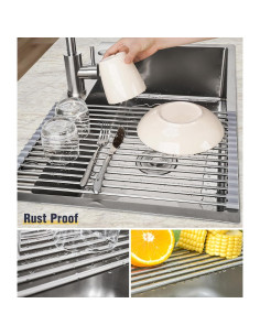 Estante Secado de Platos Plegable Tomorotec 45x31.75cm Acero Inox 2
