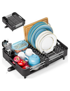 Escurridor de Platos Plegable Urackify Negro Acero Inoxidable