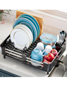 Escurridor de Platos Plegable Urackify Negro Acero Inoxidable 2