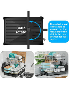 Escurridor de Platos 2 Niveles 7 Code Negro Desmontable 2