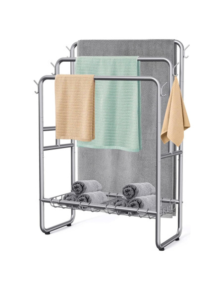 Soporte de Toallas de Pie Kayfia 3 Niveles 65 cm Gris