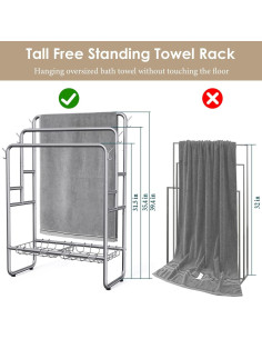 Soporte de Toallas de Pie Kayfia 3 Niveles 65 cm Gris 2