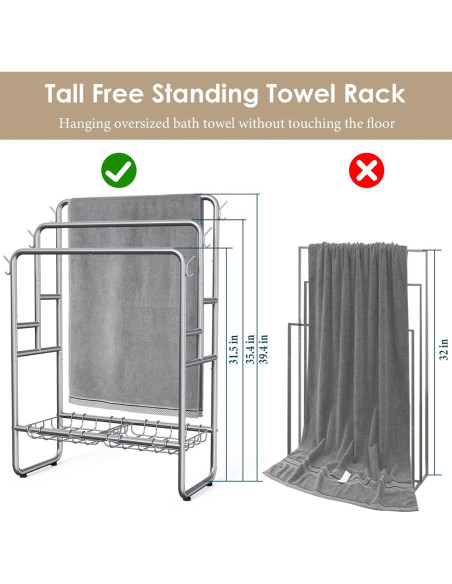 Soporte de Toallas de Pie Kayfia 3 Niveles 65 cm Gris