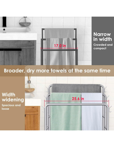 Soporte de Toallas de Pie Kayfia 3 Niveles 65 cm Gris