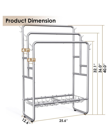 Soporte de Toallas de Pie Kayfia 3 Niveles 65 cm Gris