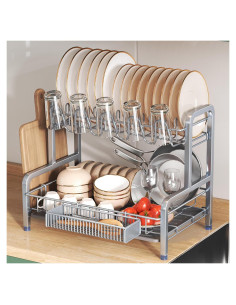 Estante Secado Platos BOOSINY Acero Inoxidable 2 Niveles