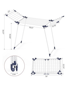 Estante Plegable para Secar Ropa APEXCHASER 174,5 cm Blanco 2