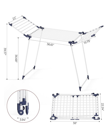 Estante Plegable para Secar Ropa APEXCHASER 174,5 cm Blanco