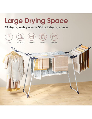 Estante Plegable para Secar Ropa APEXCHASER 174,5 cm Blanco