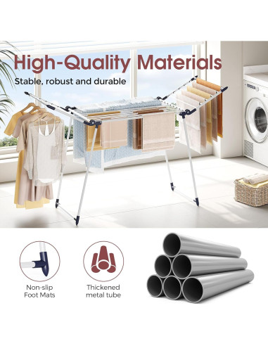 Estante Plegable para Secar Ropa APEXCHASER 174,5 cm Blanco