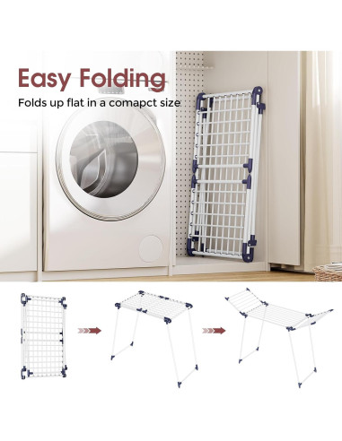 Estante Plegable para Secar Ropa APEXCHASER 174,5 cm Blanco