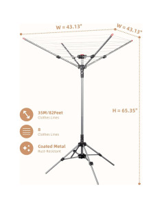 Soporte de Secado de Ropa STORAGE MANIAC 8 Líneas 24,99 m 2