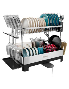 Estante para Secar Platos SUNLY 2 Niveles Acero Inoxidable