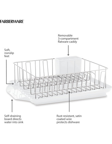 Escurridor de Platos Grande Farberware 3 Piezas Blanco