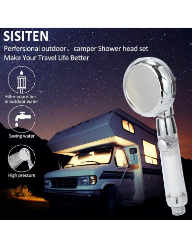 Cabezal de Ducha de Mano Sisiten con Filtro y Manguera 149,86 cm