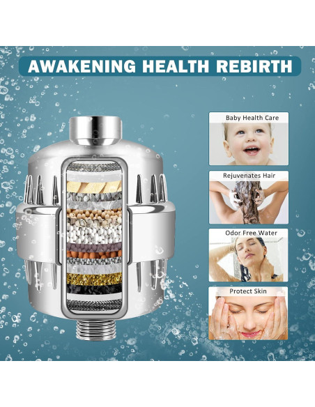 Filtro de Ducha FEELSO 18 Etapas para Agua Dura 0.40 kg