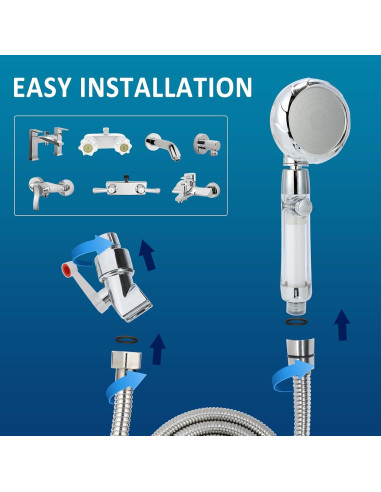 Cabezal de Ducha de Mano Sisiten con Filtro y Manguera 149,86 cm